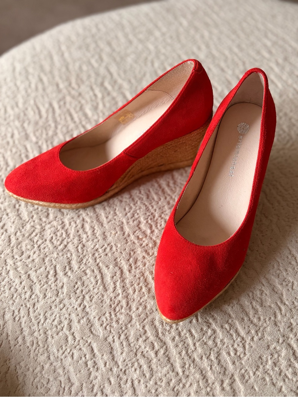 Eric Michael Red Suede Wedge Espadrille